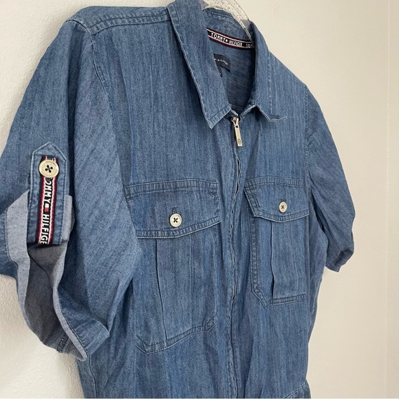 Tommy Hilfiger Denim Romper Shorts Zip Front. Size S - Picture 2 of 9